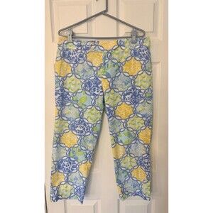 MINT Lilly Pulitzer Shake It Up Monkey Lemon Womens Tobie Capris Shorts Pants 12